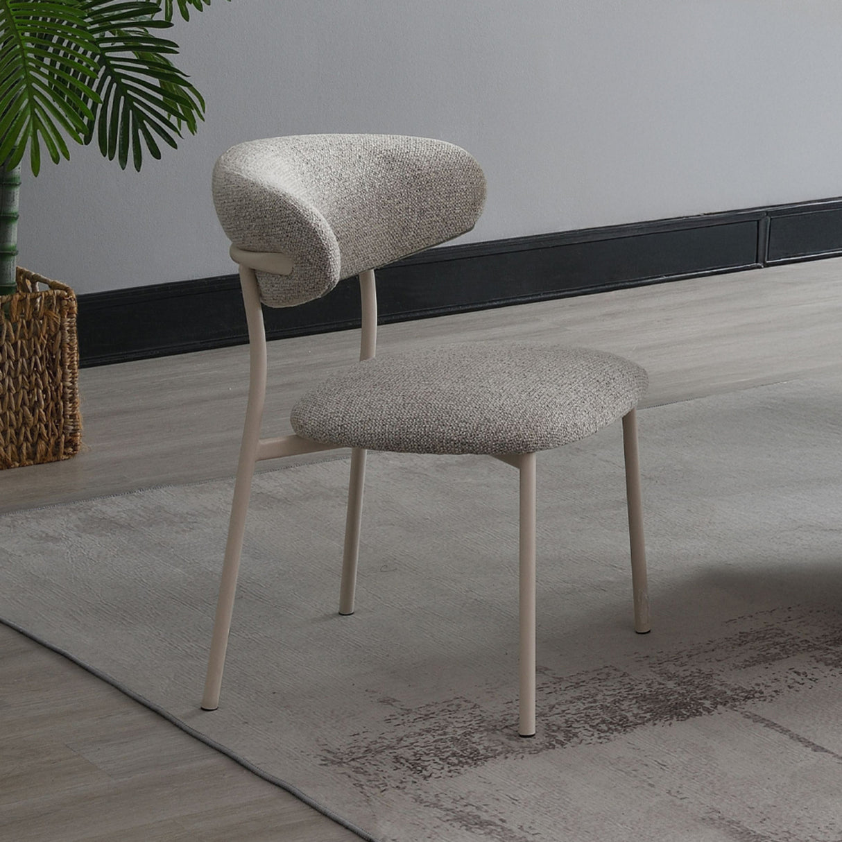 Elysia Light Gray Side Chairs with Curved Back Set (2) | OROA