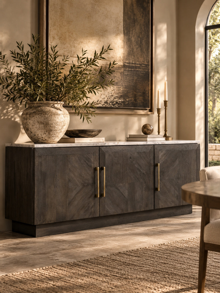 Modern European furniture - Tobacco Grey 3-Door Sideboard Buffet - www.oroa.com