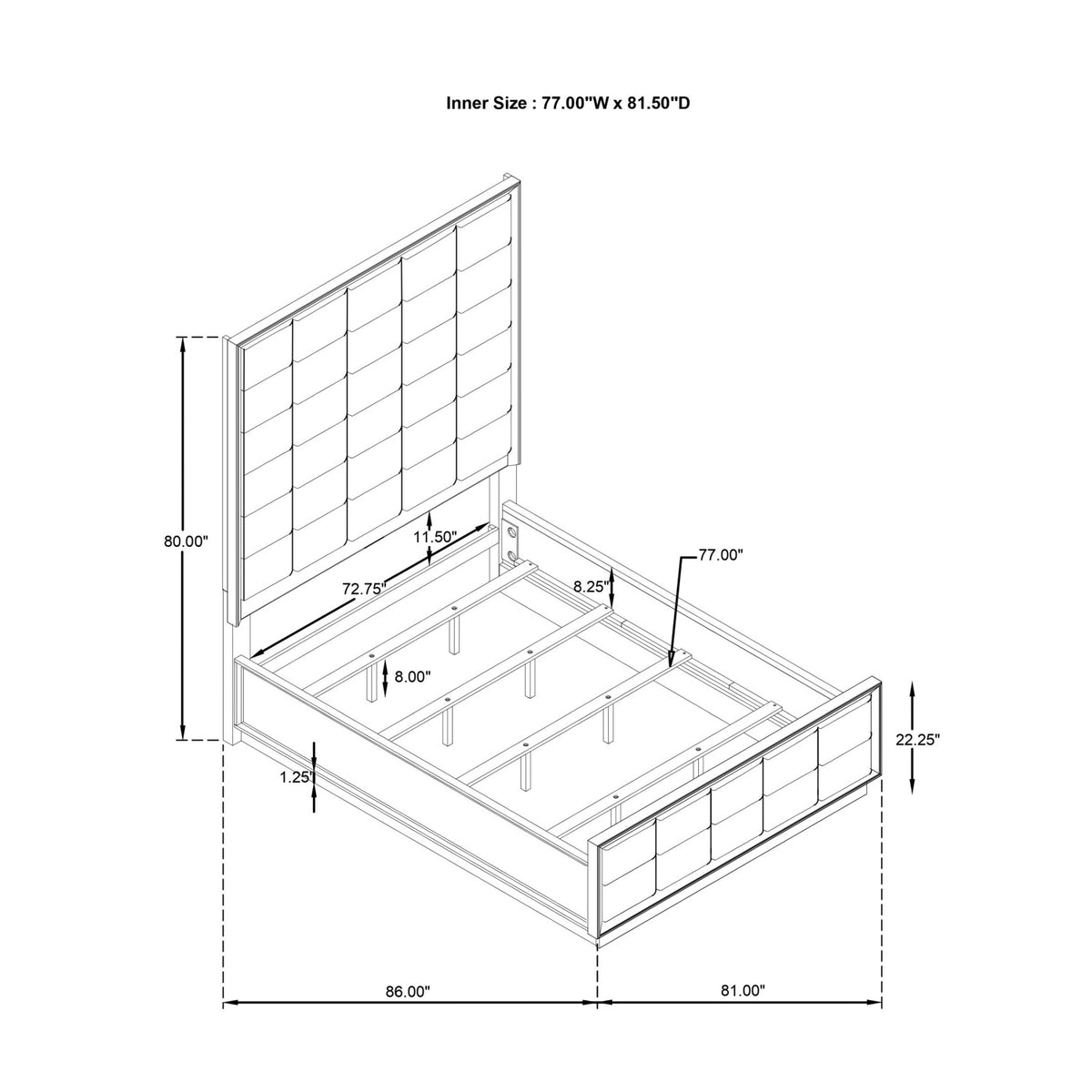 Modern European furniture - Tufted Panel Eastern King Bed - www.oroa.com