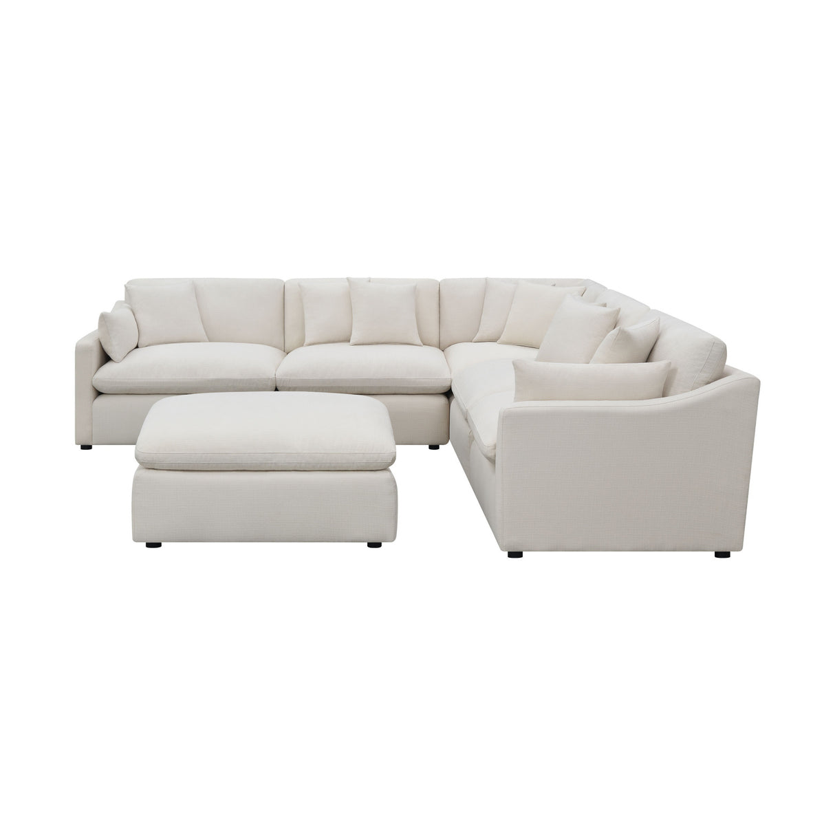 Ivory Upholstered Modular Sectional Sofa and Ottoman | OROA