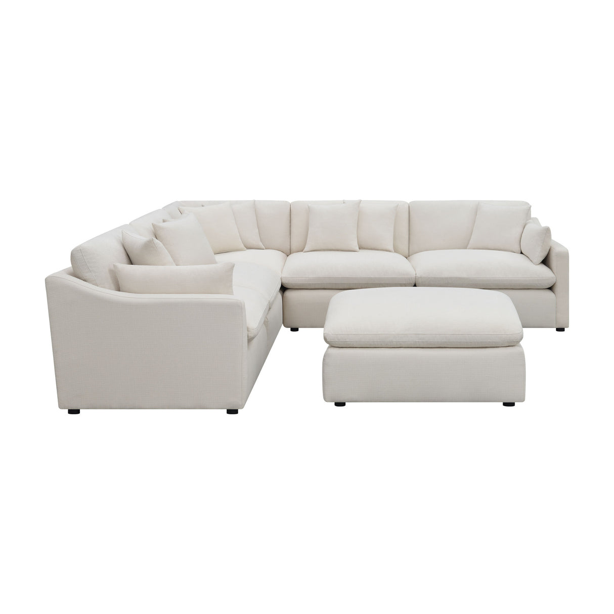 Ivory Upholstered Modular Sectional Sofa and Ottoman | OROA