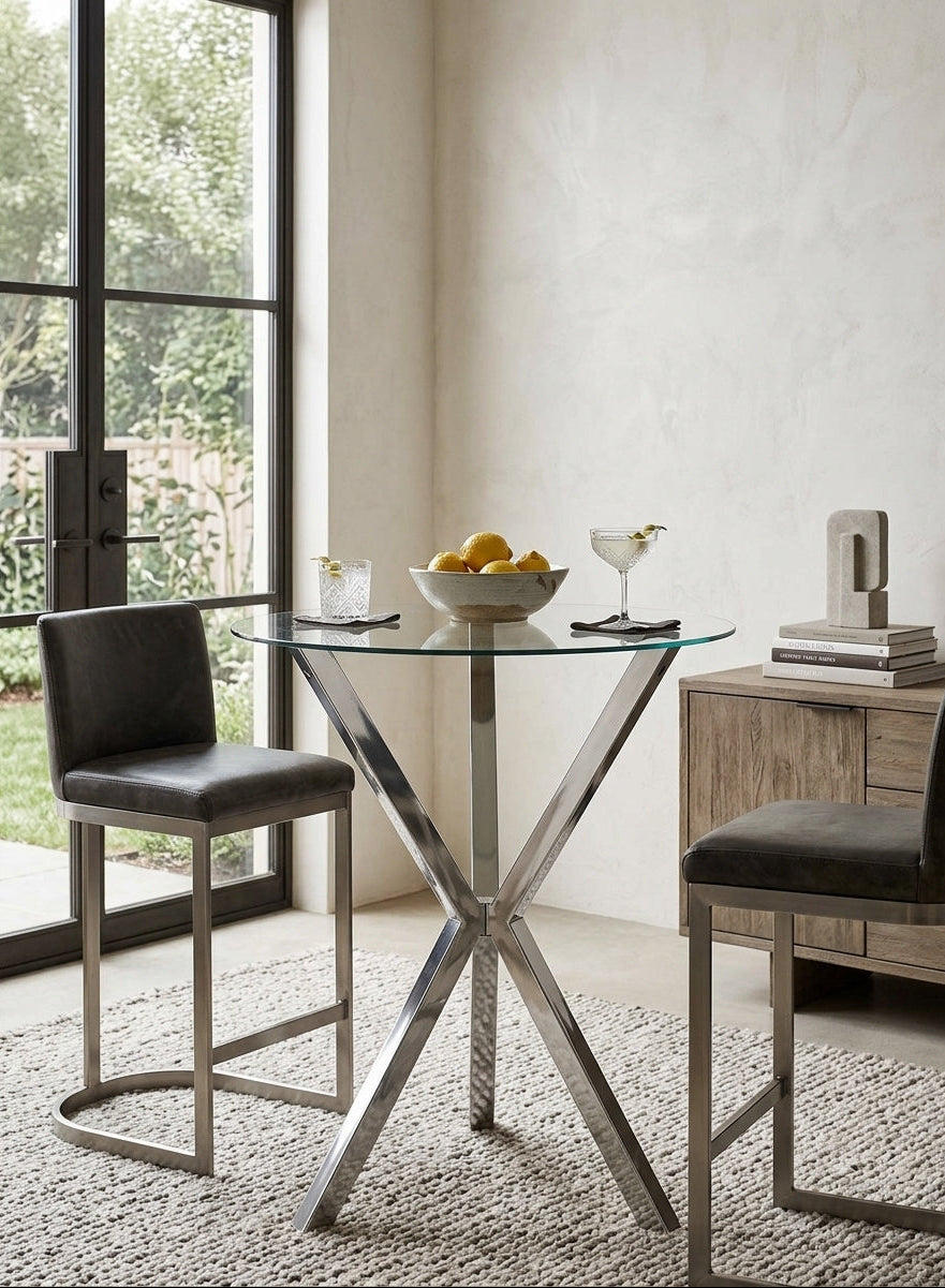 Modern European furniture - Modern Round Clear Bar Table - www.oroa.com