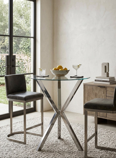 Modern European furniture - Modern Round Clear Bar Table - www.oroa.com