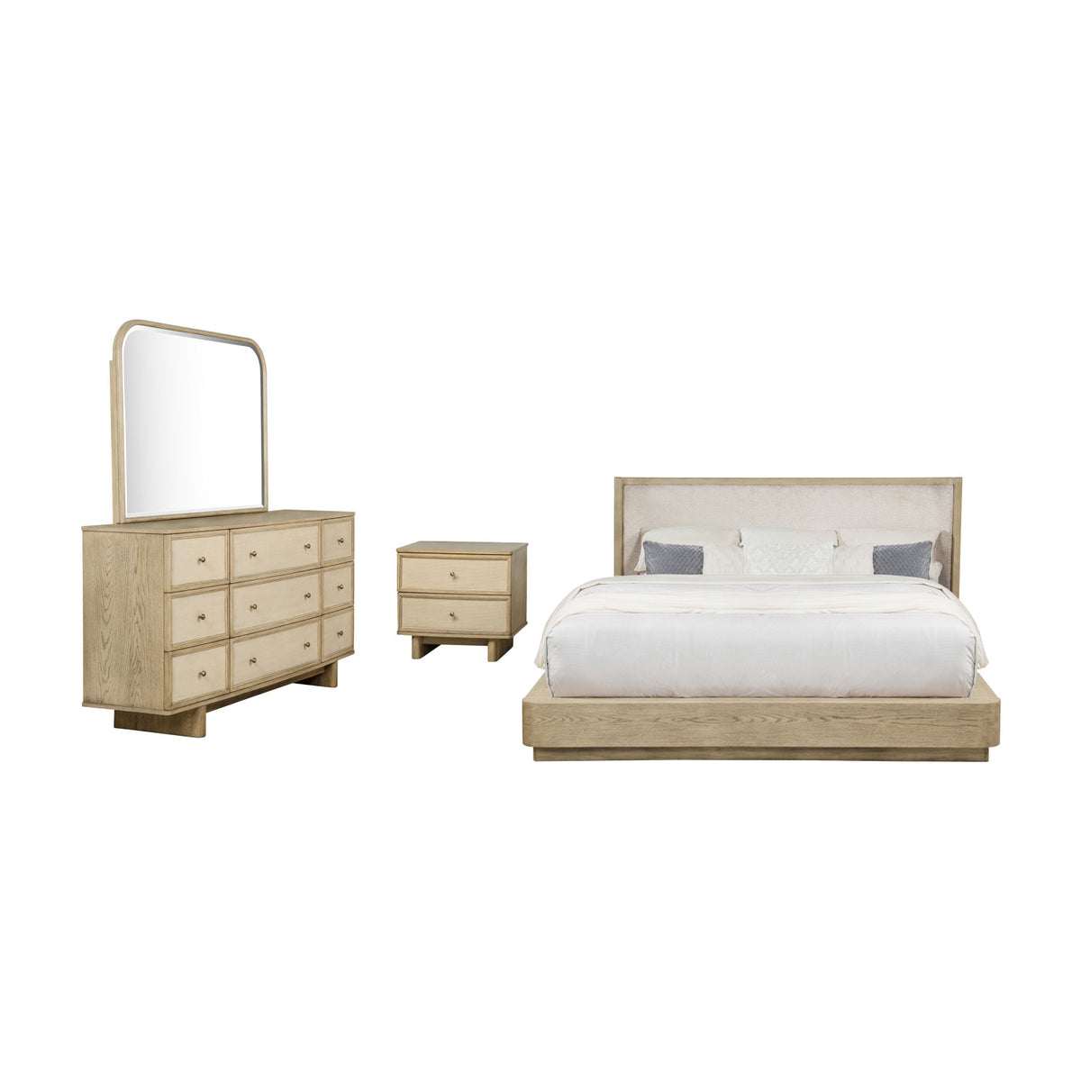 Modern European furniture - Kimpton Beige Oak Queen Bedroom Sets (4) - www.oroa.com