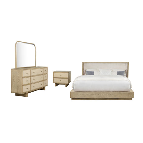 Modern European furniture - Kimpton Beige Oak 4-Piece Eastern King Bed - www.oroa.com 