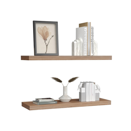 Light Brown Floating Shelves Wall Decor (2) | OROA