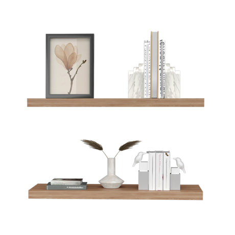 Light Brown Floating Shelves Wall Decor (2) | OROA