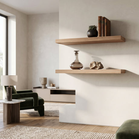 Light Brown Floating Shelves Wall Decor (2) | OROA