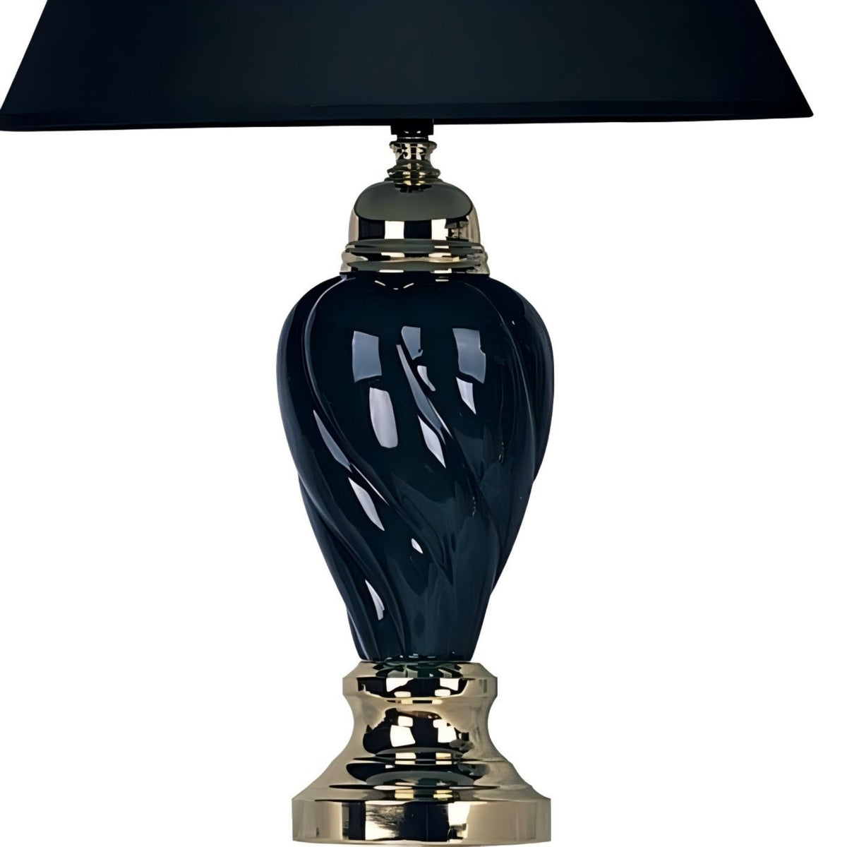 Black Ceramic Urn-Shaped Table Lamp by OROA
