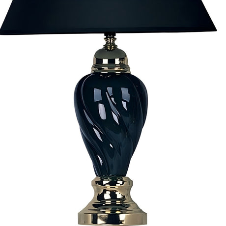 Black Ceramic Urn-Shaped Table Lamp by OROA