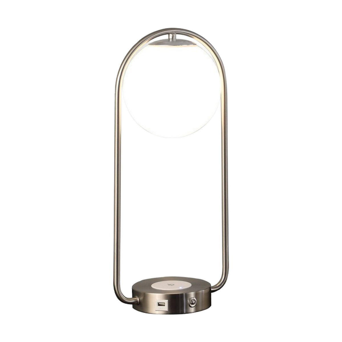 Silver & White Glass Globe Table Lamp by OROA