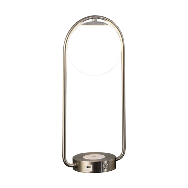 Silver & White Glass Globe Table Lamp by OROA