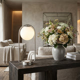 Silver & White Glass Globe Table Lamp by OROA