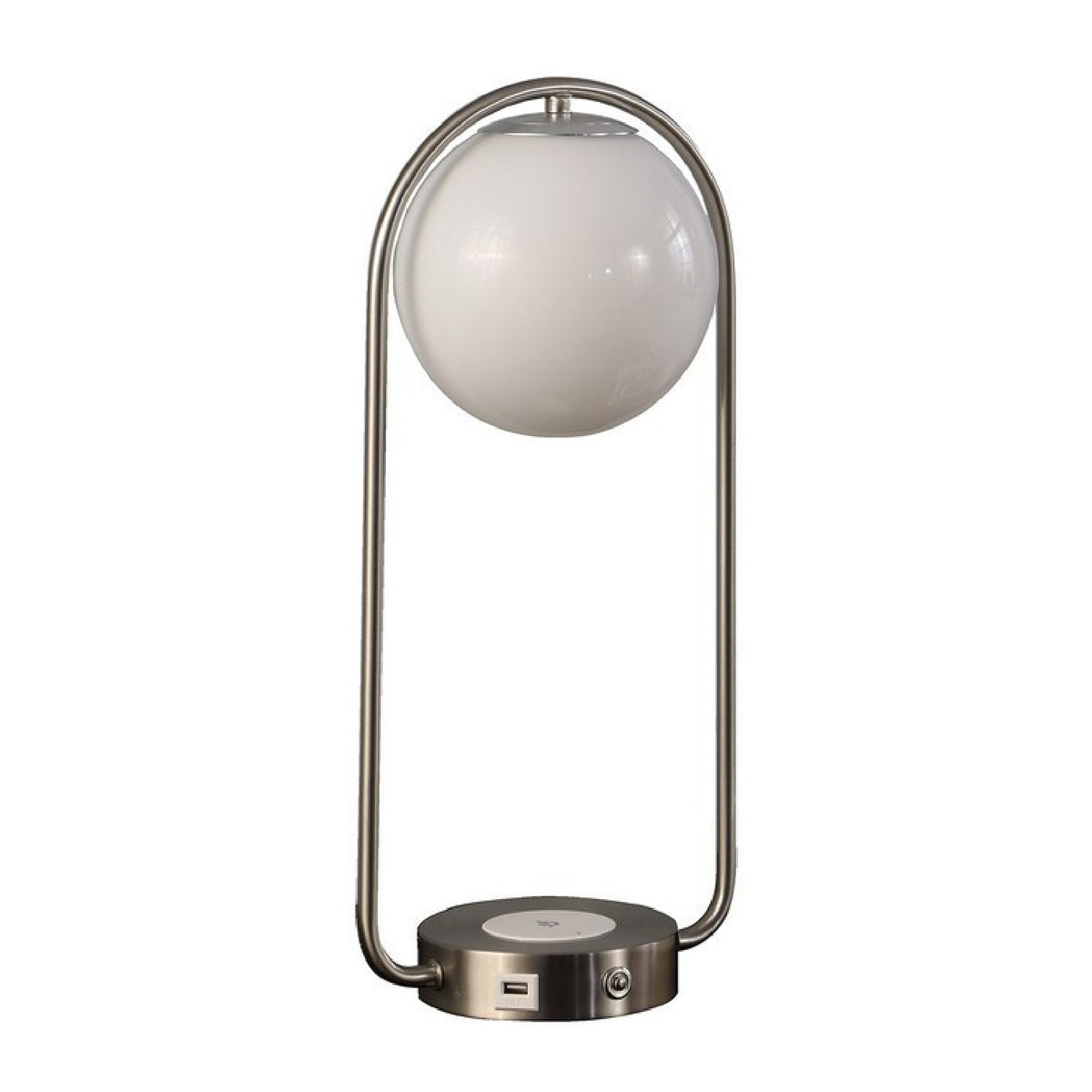 Silver & White Glass Globe Table Lamp by OROA