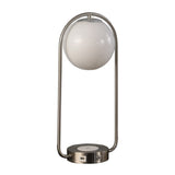 Silver & White Glass Globe Table Lamp by OROA