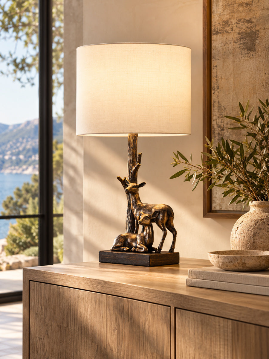 Roe Deers Polyresin Table Lamp | OROA
