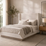 Ivory Upholstered Wingback Bed | OROA