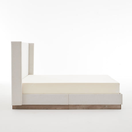 Ivory Upholstered Wingback Bed | OROA
