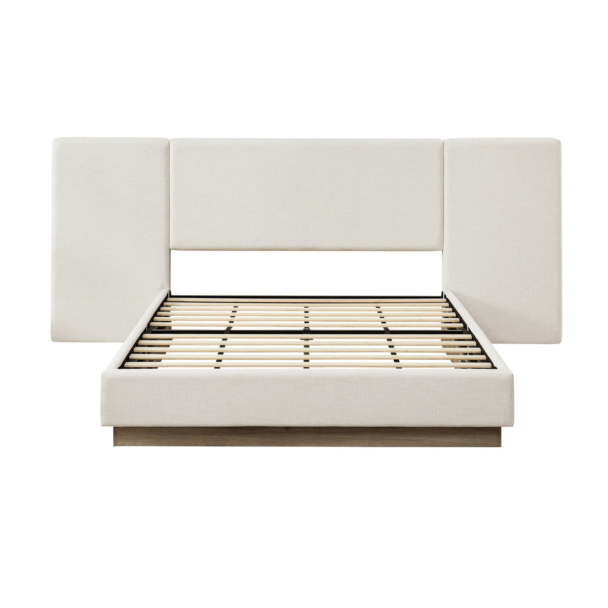 Modern European furniture - Light Gray Upholstered Platform Queen Bed Frame - www.oroa.com