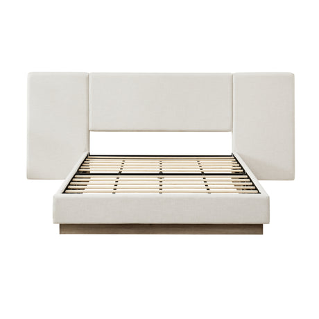 Modern European furniture - Light Gray Upholstered Platform Queen Bed Frame - www.oroa.com