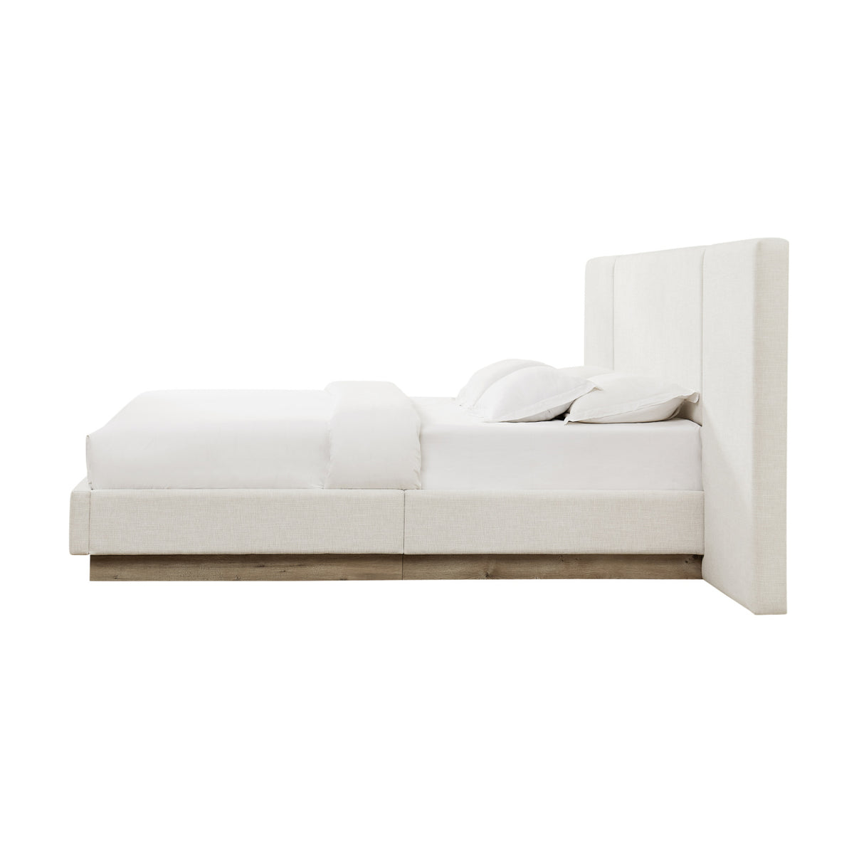 Modern European furniture - Light Gray Upholstered Platform Queen Bed Frame - www.oroa.com