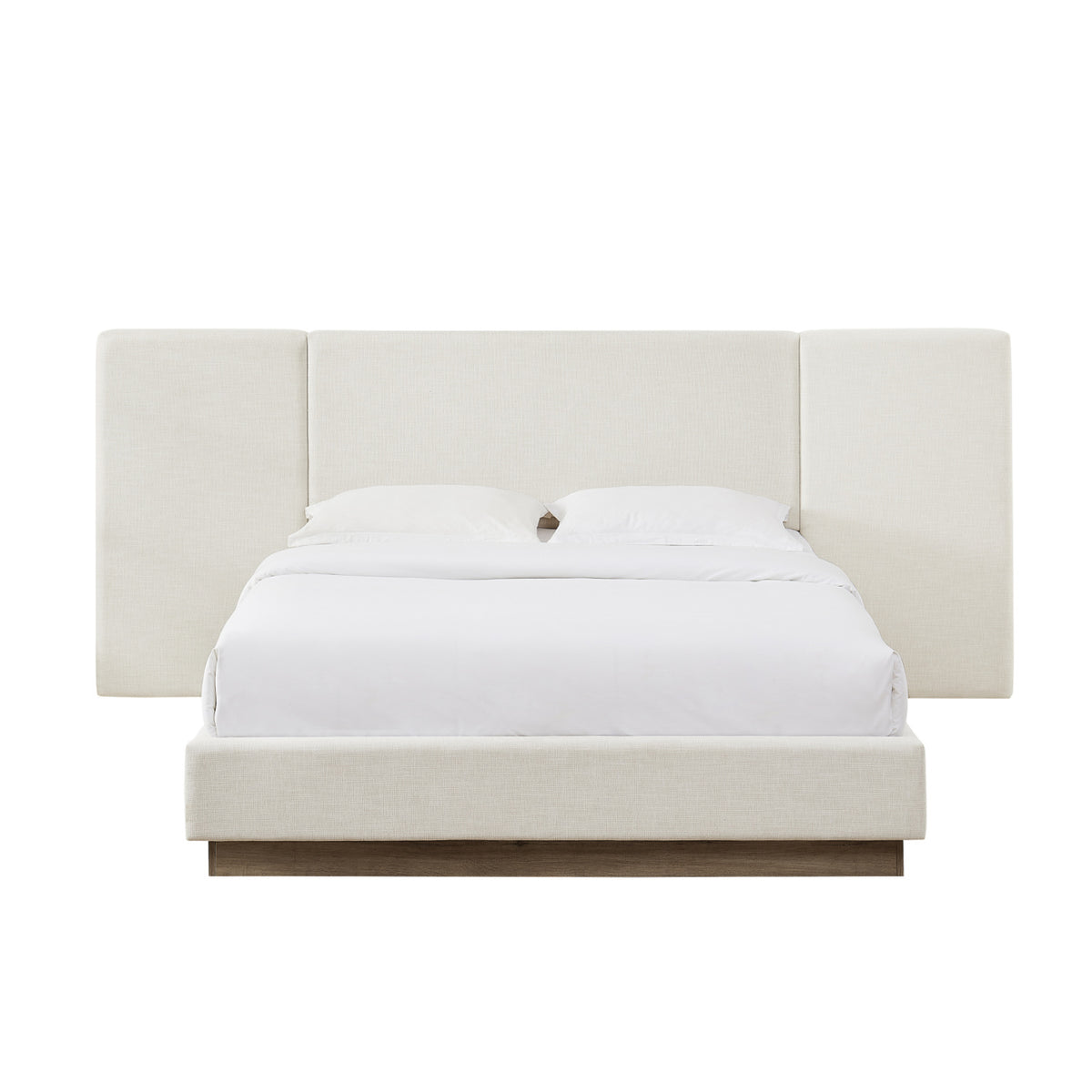 Modern European furniture - Light Gray Upholstered Platform Queen Bed Frame - www.oroa.com