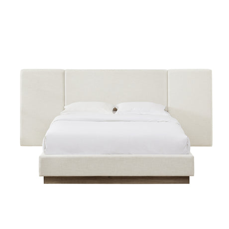 Modern European furniture - Light Gray Upholstered Platform Queen Bed Frame - www.oroa.com
