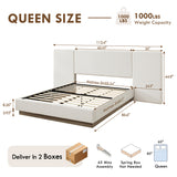 Modern European furniture - Light Gray Upholstered Platform Queen Bed Frame - www.oroa.com