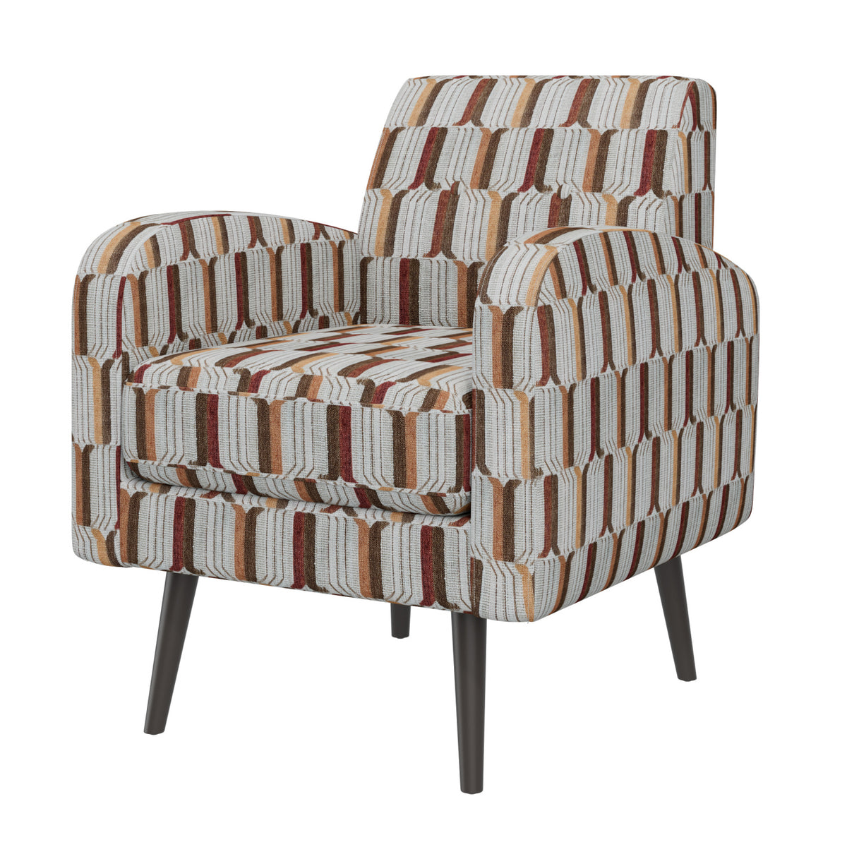Cream and Red Stripe Accent Chair | OROA