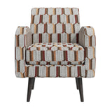 Cream and Red Stripe Accent Chair | OROA