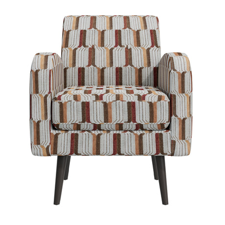 Cream and Red Stripe Accent Chair | OROA