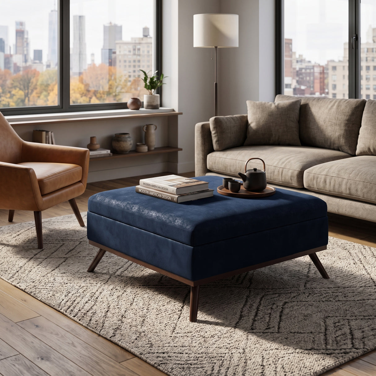 Square Coffee Table Storage Ottoman | OROA