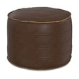 Modern European furniture - Round Distressed Brown Vegan Leather Pouf - www.oroa.com