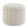 Modern European furniture - Natural Handwoven Cotton Macrame Round Pouf - www.oroa.com