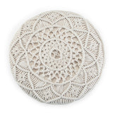 Modern European furniture - Natural Handwoven Cotton Macrame Round Pouf - www.oroa.com