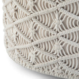 Modern European furniture - Natural Handwoven Cotton Macrame Round Pouf - www.oroa.com
