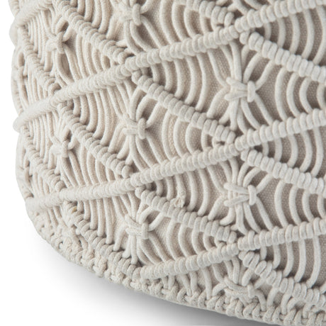 Modern European furniture - Natural Handwoven Cotton Macrame Round Pouf - www.oroa.com