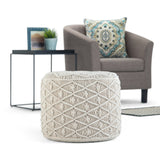 Modern European furniture - Natural Handwoven Cotton Macrame Round Pouf - www.oroa.com