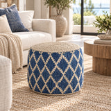 Classic Blue Round Pouf | OROA