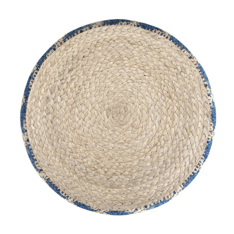 Classic Blue Round Pouf | OROA