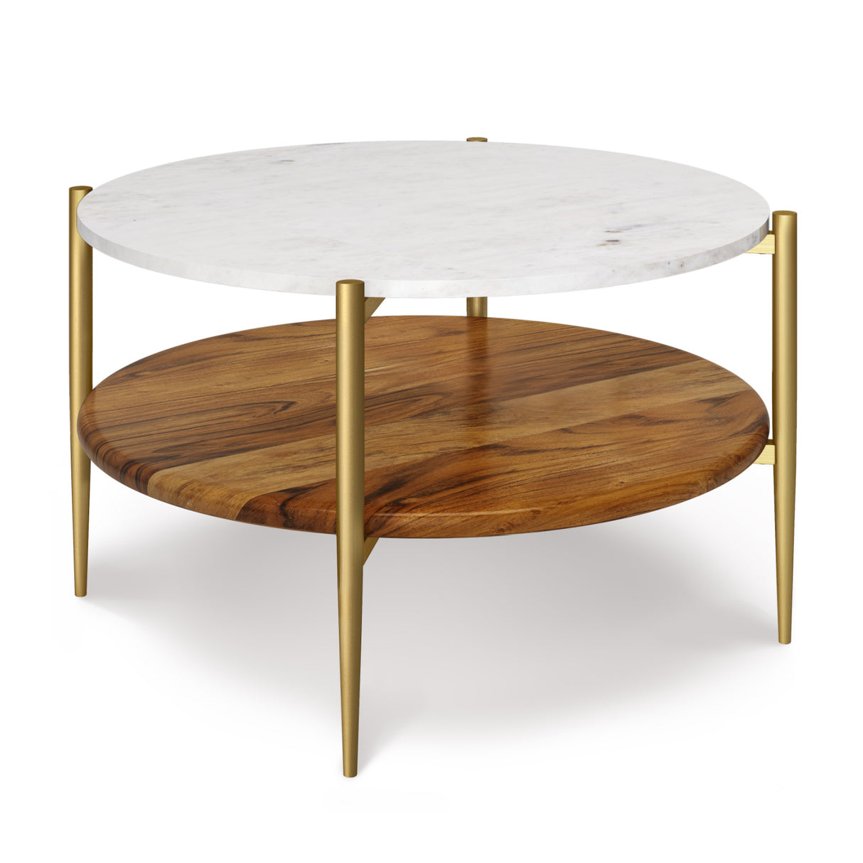 Brass Marble Wood Coffee Table | OROA