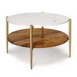Brass Marble Wood Coffee Table | OROA