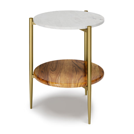 Brass Marble Wood Side Table | OROA