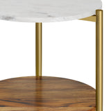 Brass Marble Wood Side Table | OROA