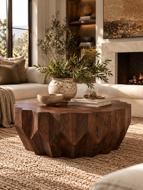 Modern European furniture - Wide Solid Mango Wood Coffee Table - www.oroa.com