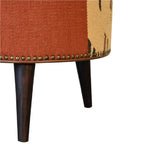 Solid Wood Leather Mixed Upholstered Footstool | OROA