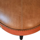 Solid Wood Leather Mixed Upholstered Footstool | OROA