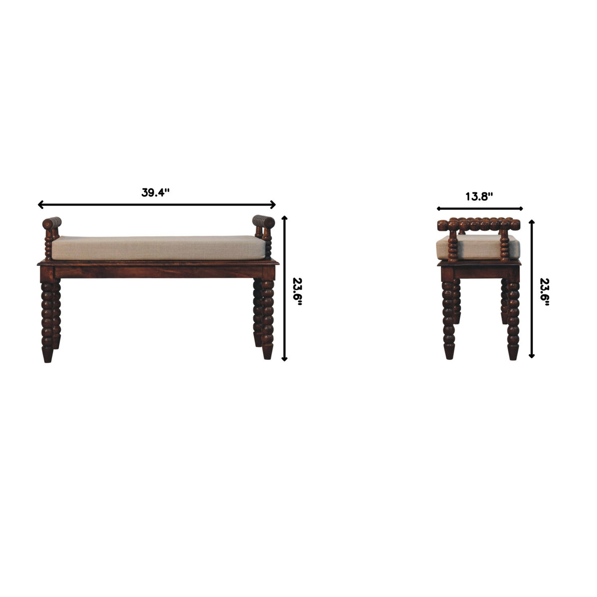 Modern European furniture - Solid Wood Brown Bench - www.oroa.com
