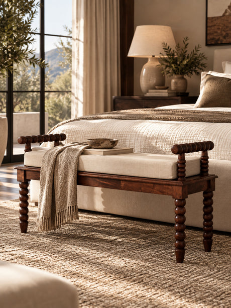 Modern European furniture - Solid Wood Brown Bench - www.oroa.com
