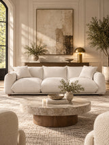 Modern European furniture - Kely Cream Boucle Upholstered Sofa - www.oroa.com